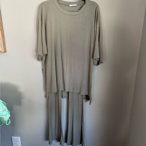 Olive Green Oversized Top and Pants Set